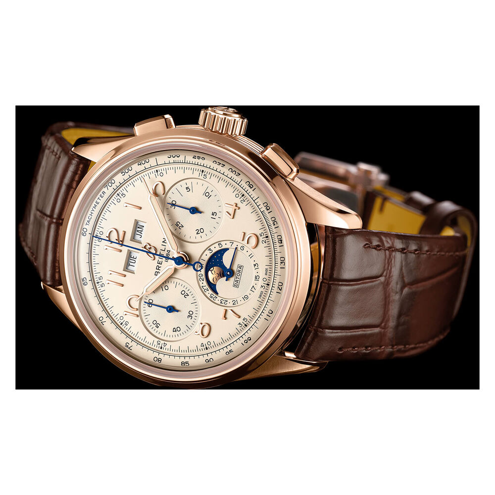 Breitling Premier Heritage 42mm Datora 18ct Silver Brown Croc Watch image number 3