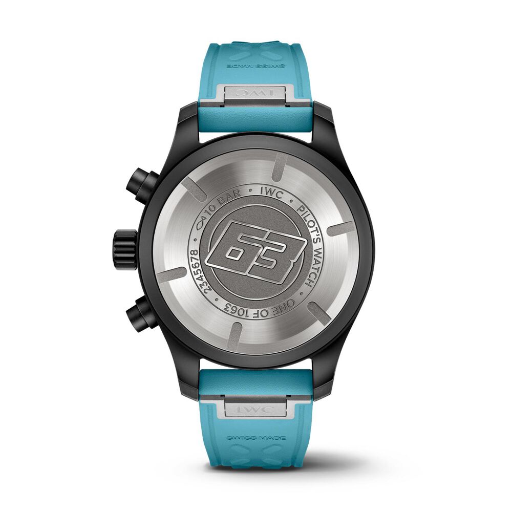 IWC Schaffhausen Pilot&rsquo;s Chronograph 41 George Russel Black Dial Blue Rubber Strap Watch image number 3