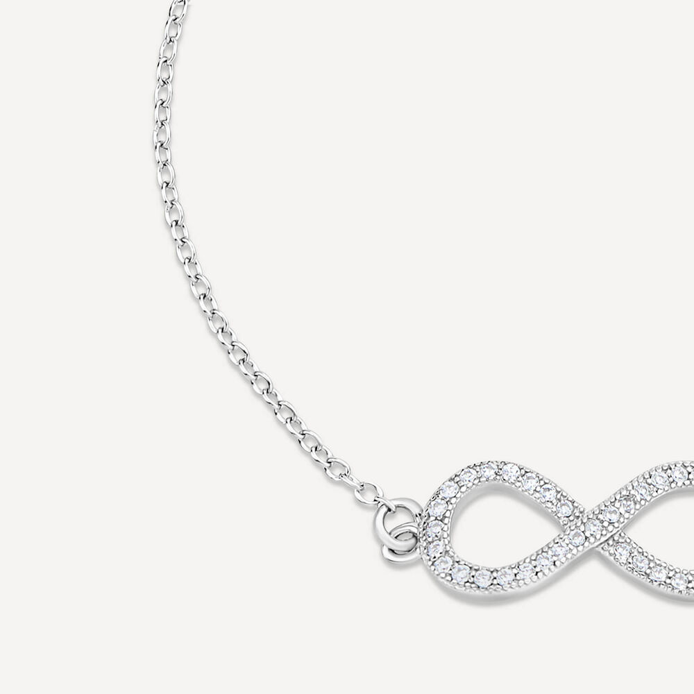 Sterling Silver Cubic Zirconia Infinity Chain Bracelet image number 1