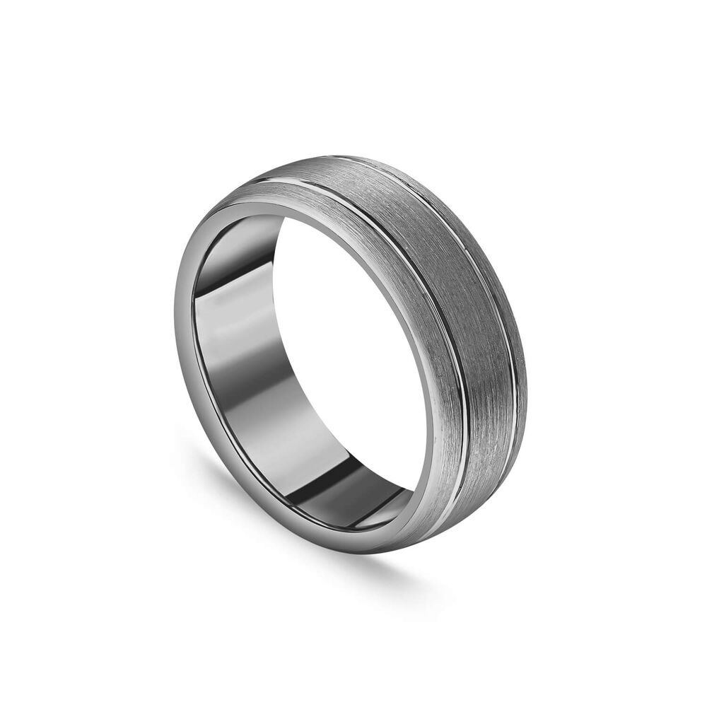 Tungsten Matte Two Line 8mm Men's Ring