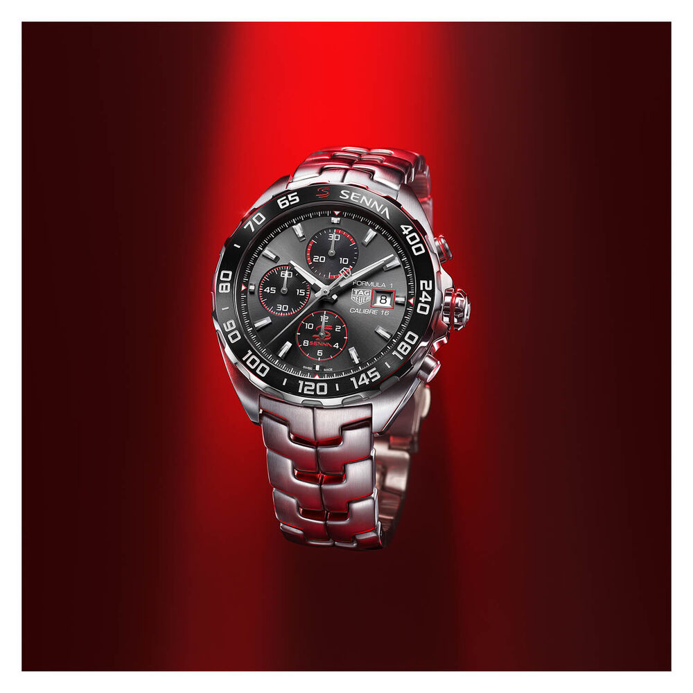 TAG Heuer Formula 1 Senna Special Edition 43mm Anthracite Chronograph Dial Steel Case Bracelet Watch