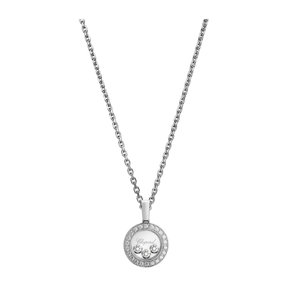 Chopard 18ct White Gold 0.35ct Happy Diamond Round Pendant image number 1