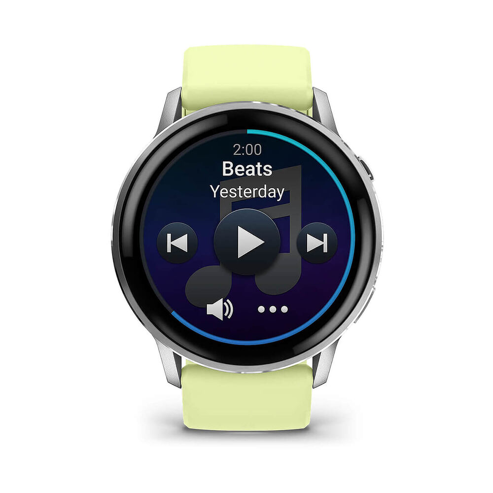 Garmin Venu 4 45mm Silver Bezel Citron Silicone Strap Watch image number 2