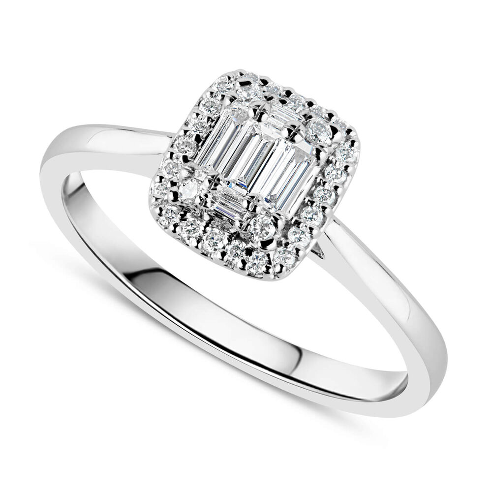 Platinum 0.25ct Diamond Emerald Cluster Ring
