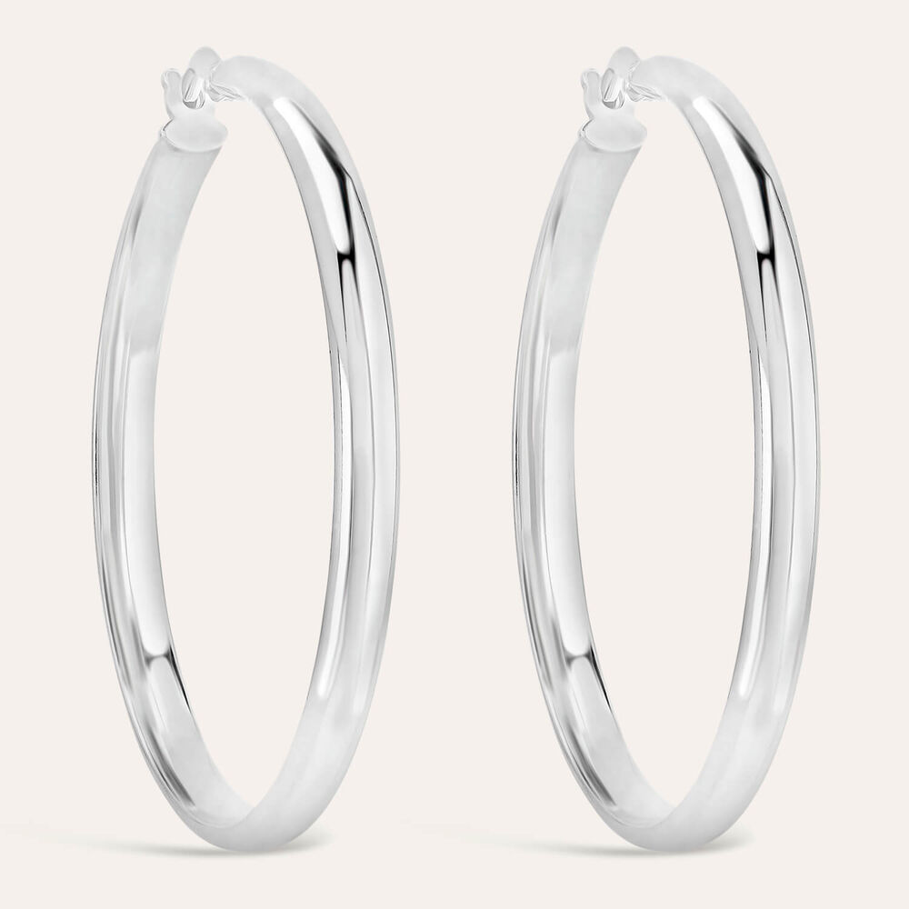 Sterling Silver Plain 30mm Hinged Hoop Earrings