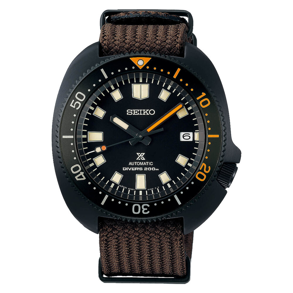 Seiko Prospex Black Series Limited Edition 42.7mm Black Ceramic Case Brown NATO Strap Watch
