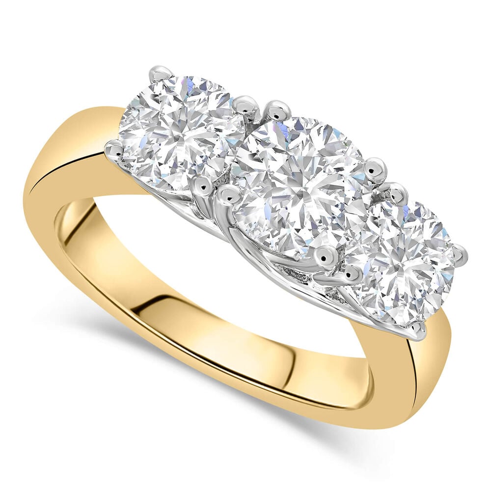Romantic ladies 18ct gold, 2.00 carat diamond three stone ring image number 0