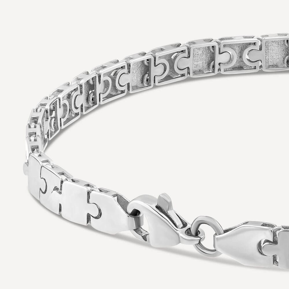 9ct White Gold Shiny Narrow Jigsaw Bracelet image number 2
