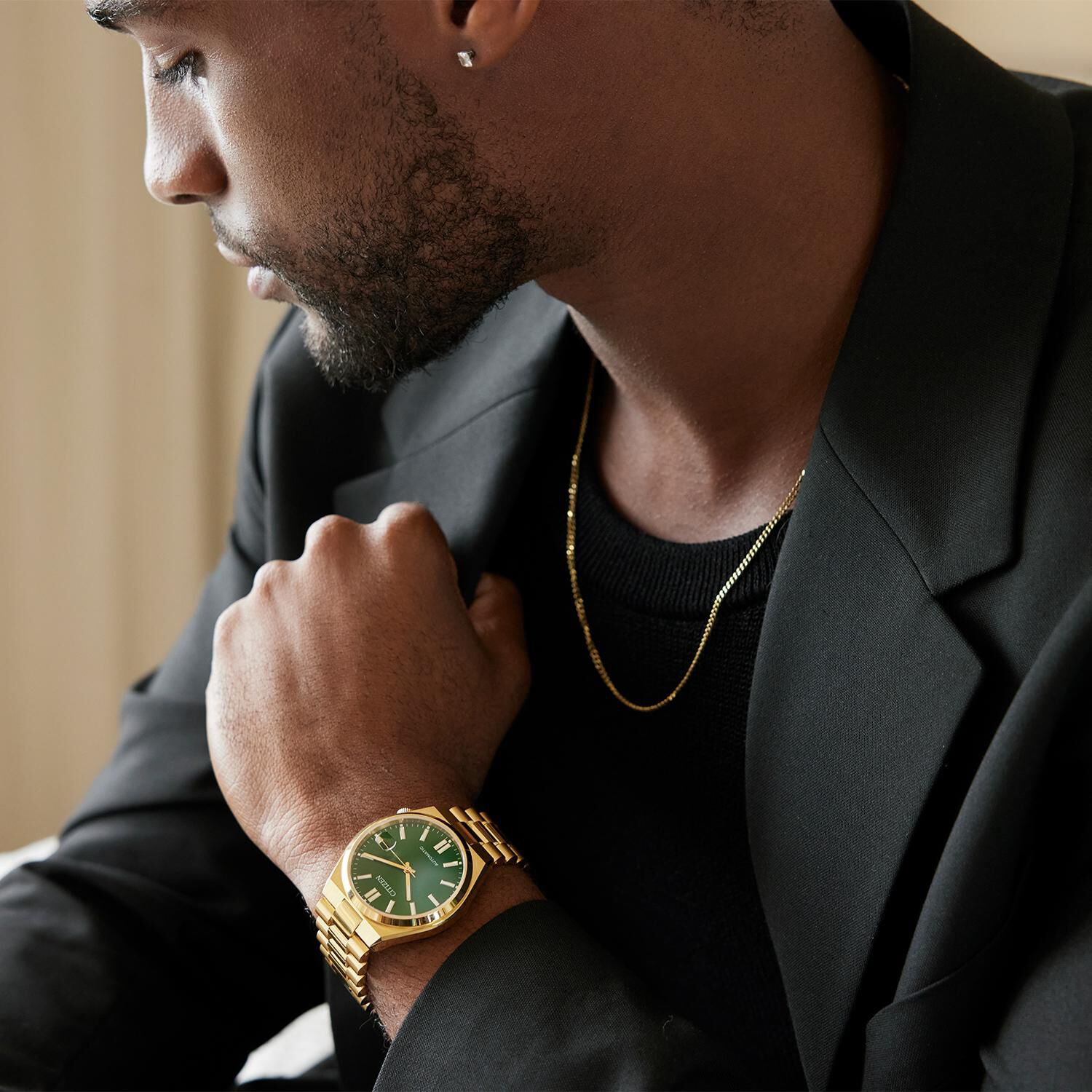 Citizen Tsuyosa 40mm Green Dial Gold Steel Bracelet Watch