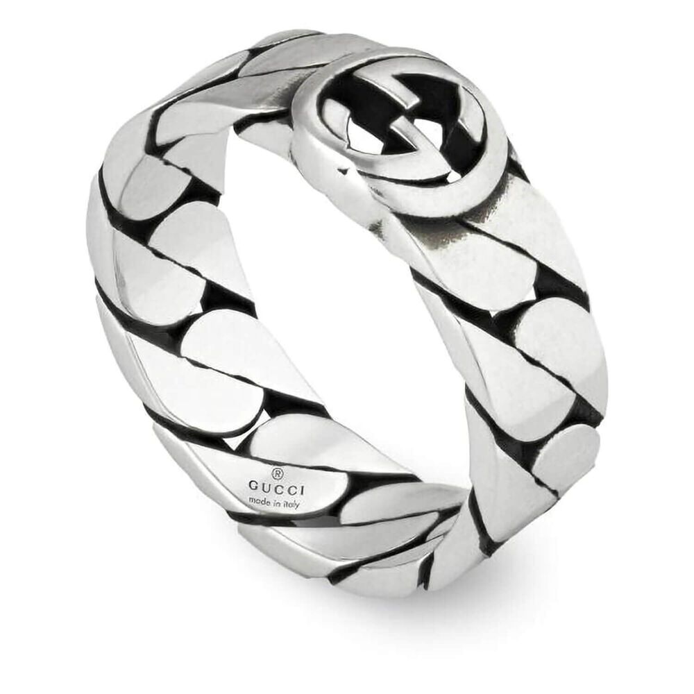 Gucci Interlocking G Sterling Silver 6mm Band Ring (UK Size T-U)