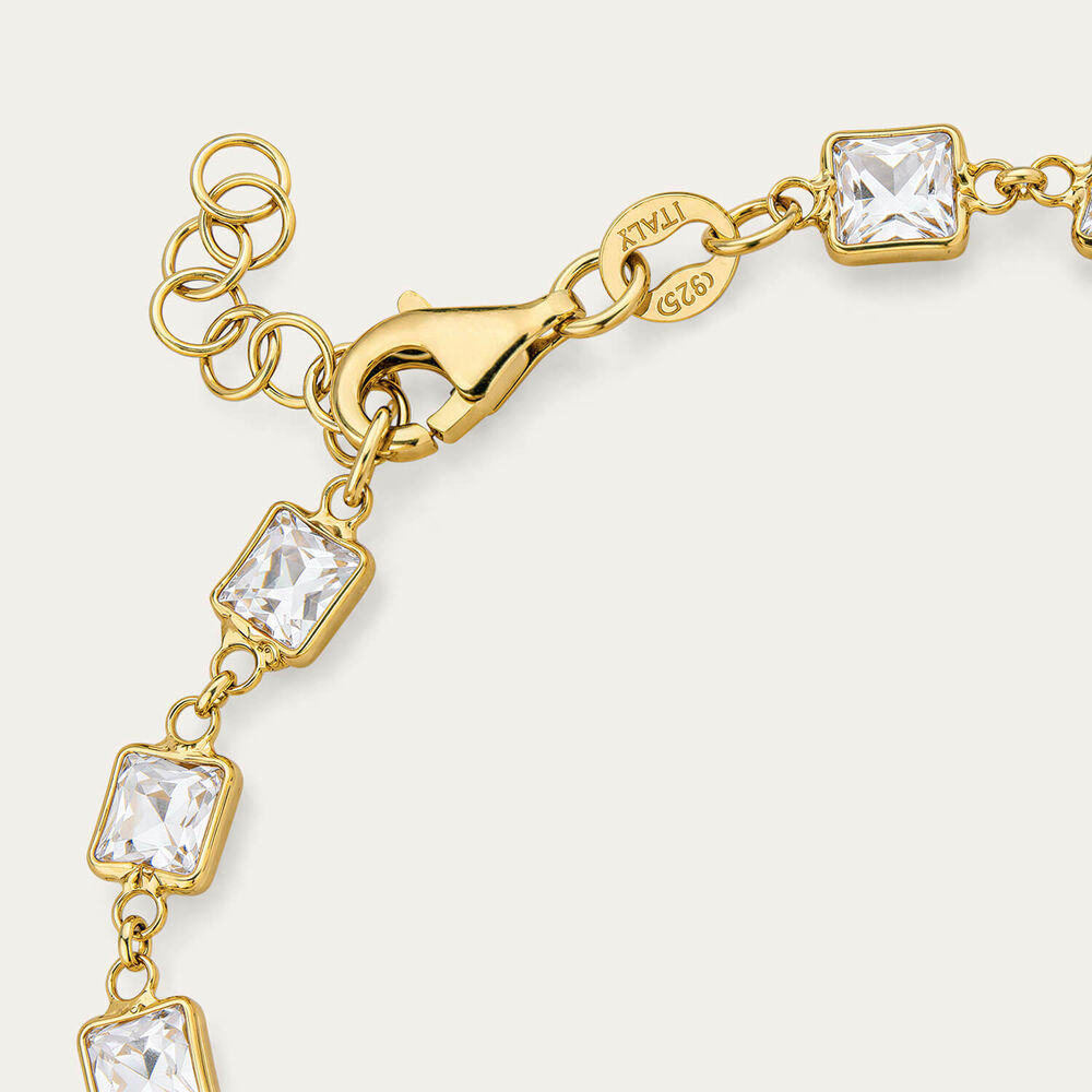 Yellow Gold Plated Sterling Silver Rectangular Cubic Zirconia Series Bracelet