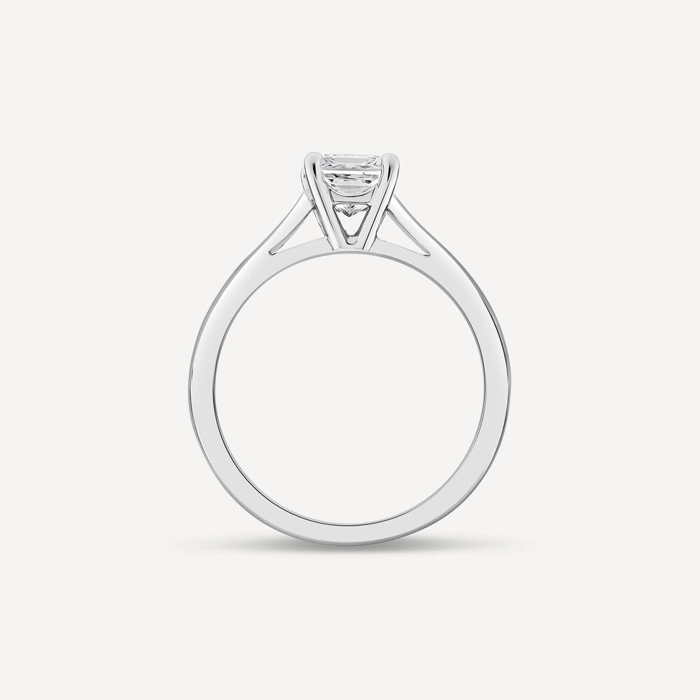 Platinum 0.91ct Princess Diamond Four Claw Solitaire Ring image number 3