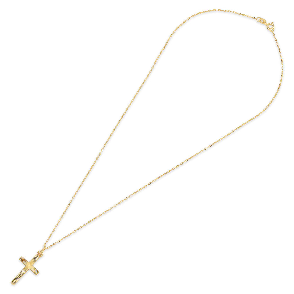 9ct Gold Cross Pendant (Chain Included) image number 3