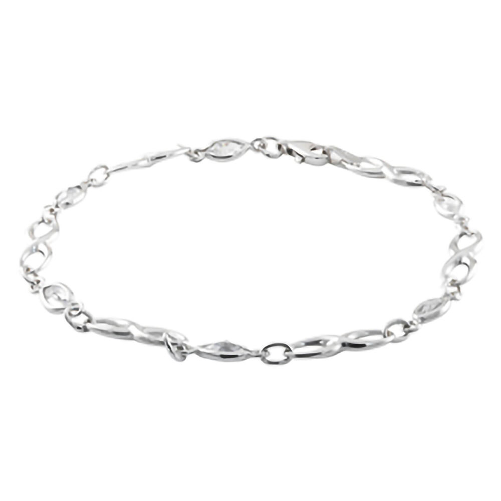 9ct white gold cubic zirconia bracelet image number 0