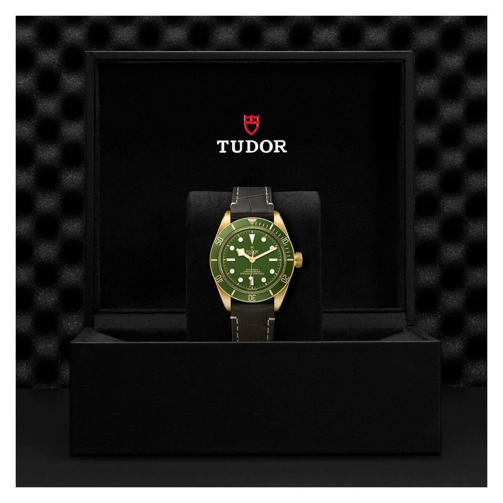 TUDOR Bay Fifty-Eight 39mm 18ct Yellow Gold Case Green Dial Leather Strap Watch image number 5