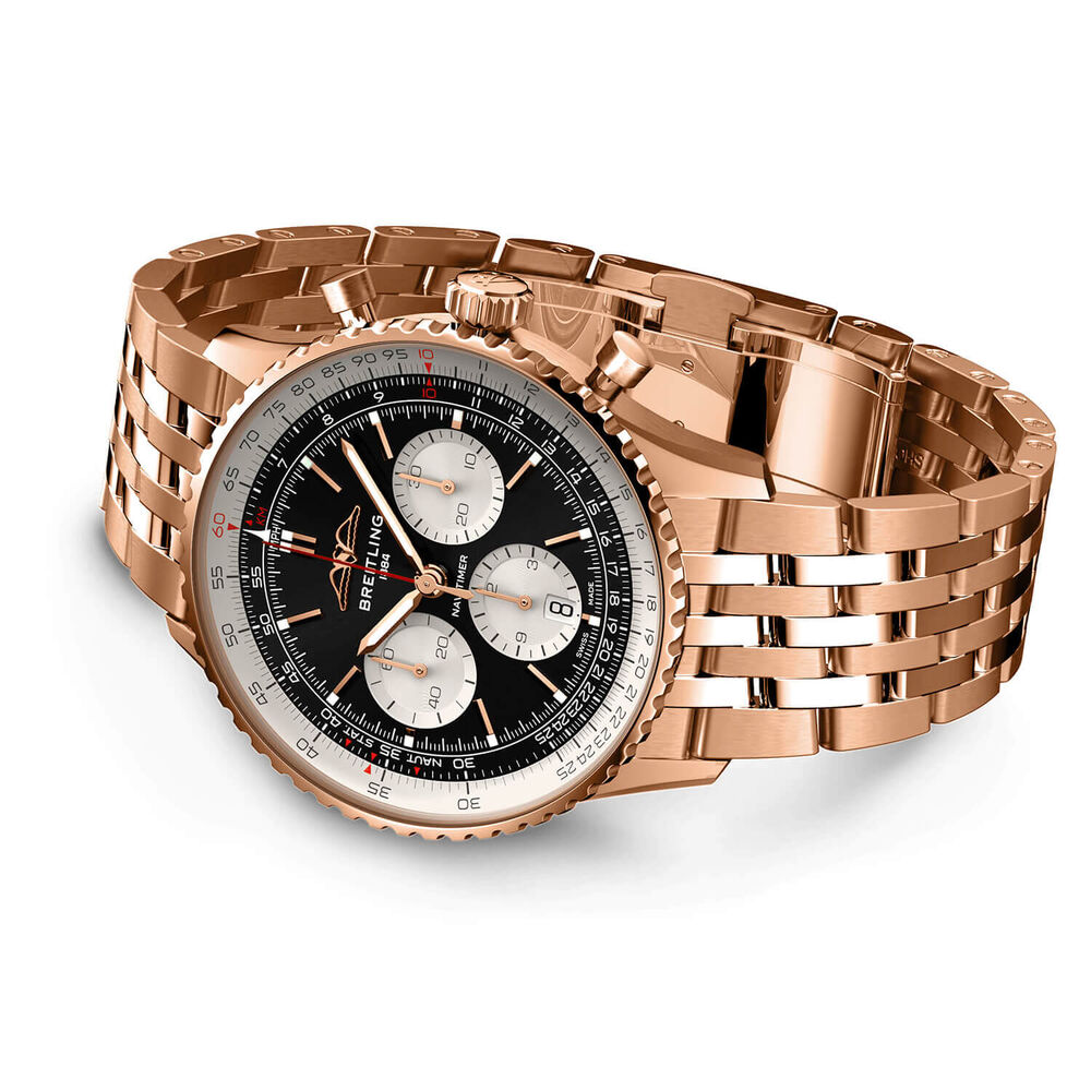 Breitling 18ct Navitimer B01 Chronograph 43 Black Dial 18ct Red Gold Bracelet Watch image number 2