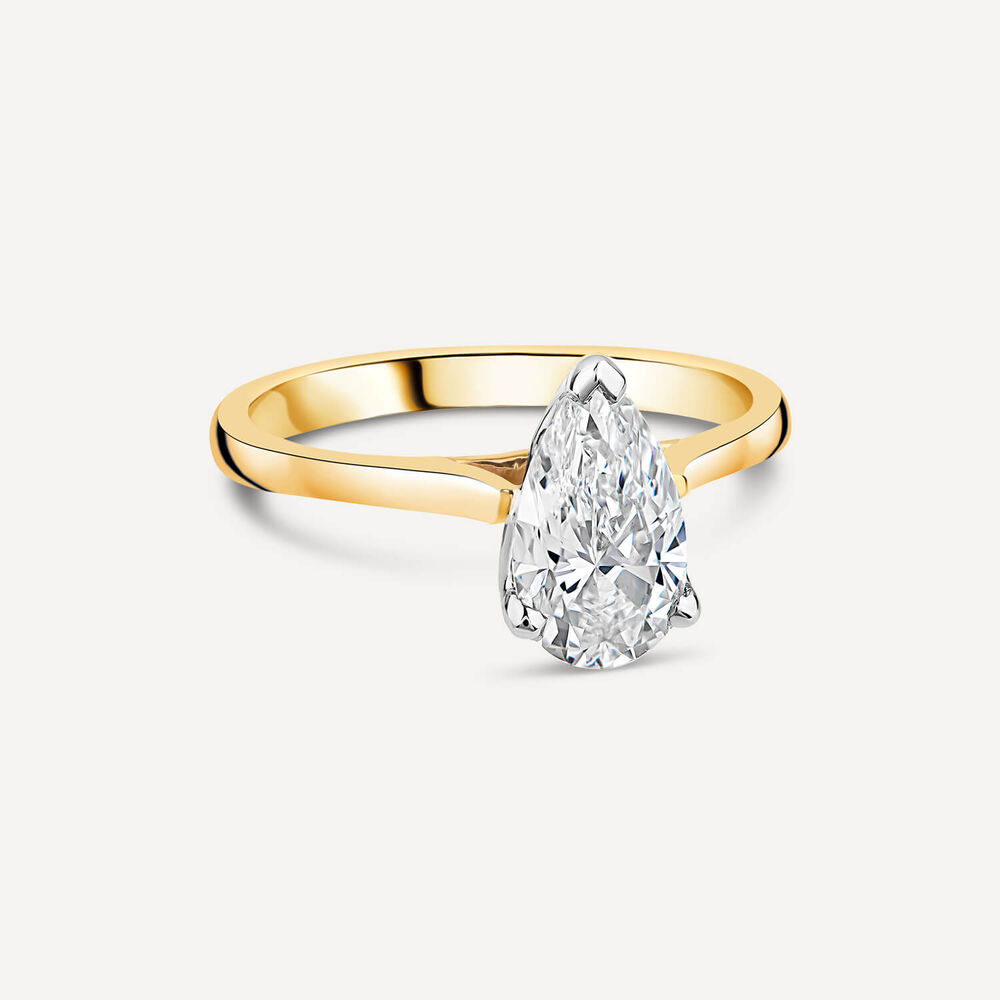 Born 18ct Yellow Gold Lab Grown 1.20ct Pear Diamond Ring image number 2