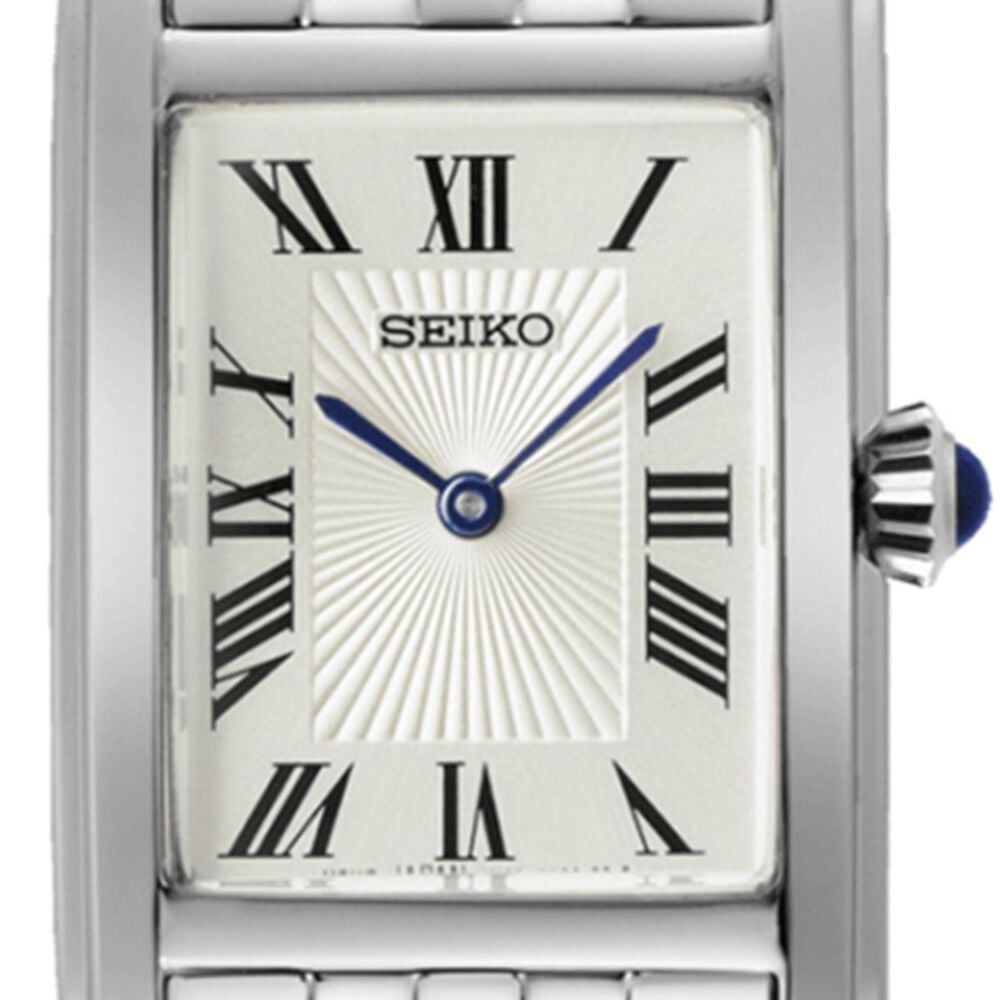 Seiko 22.2mm White Dial Silver Tone Steel Bracelet Watch