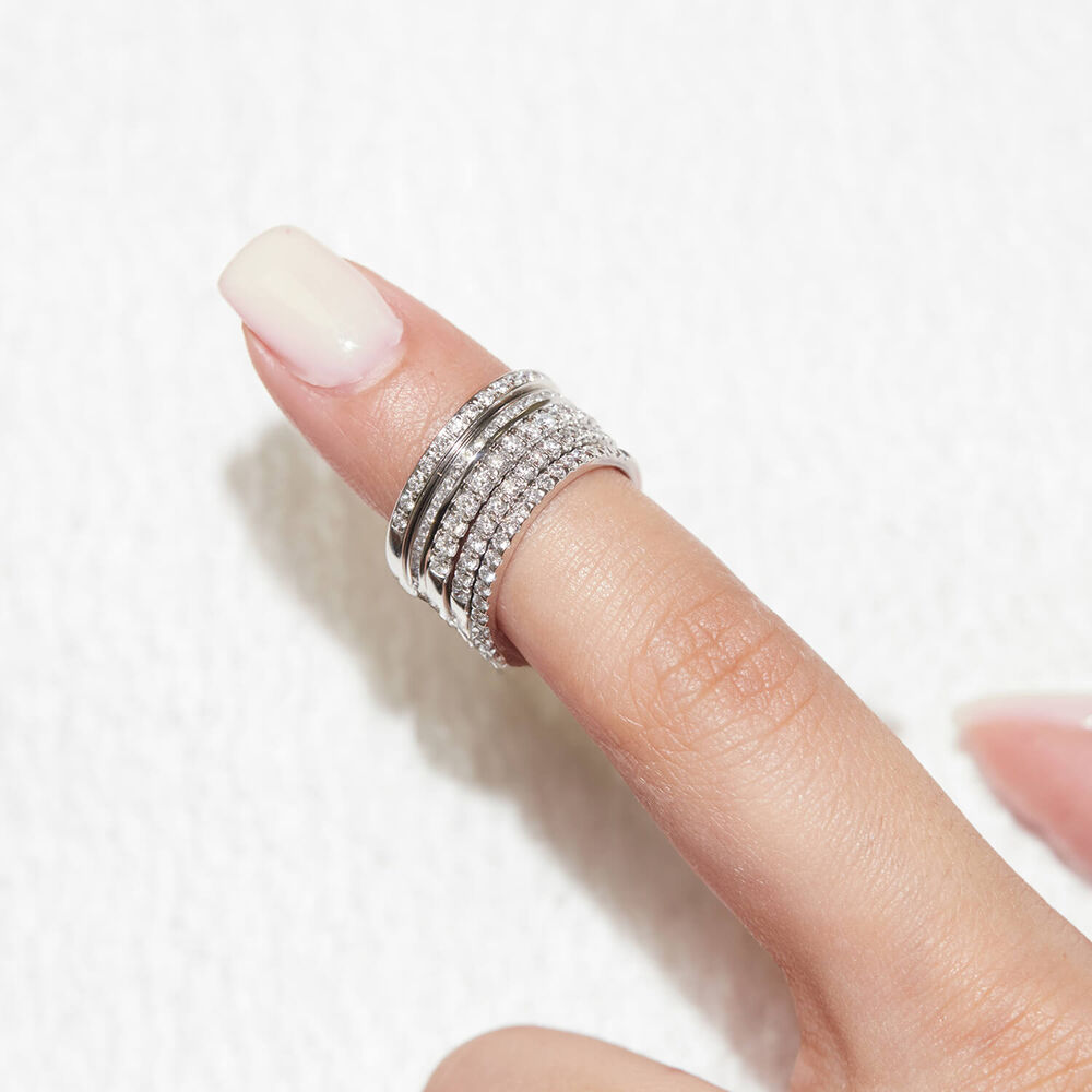 Born Platinum 0.15ct Lab Grown Diamond Triangle Claw Set Half Eternity Wedding Ring image number 6