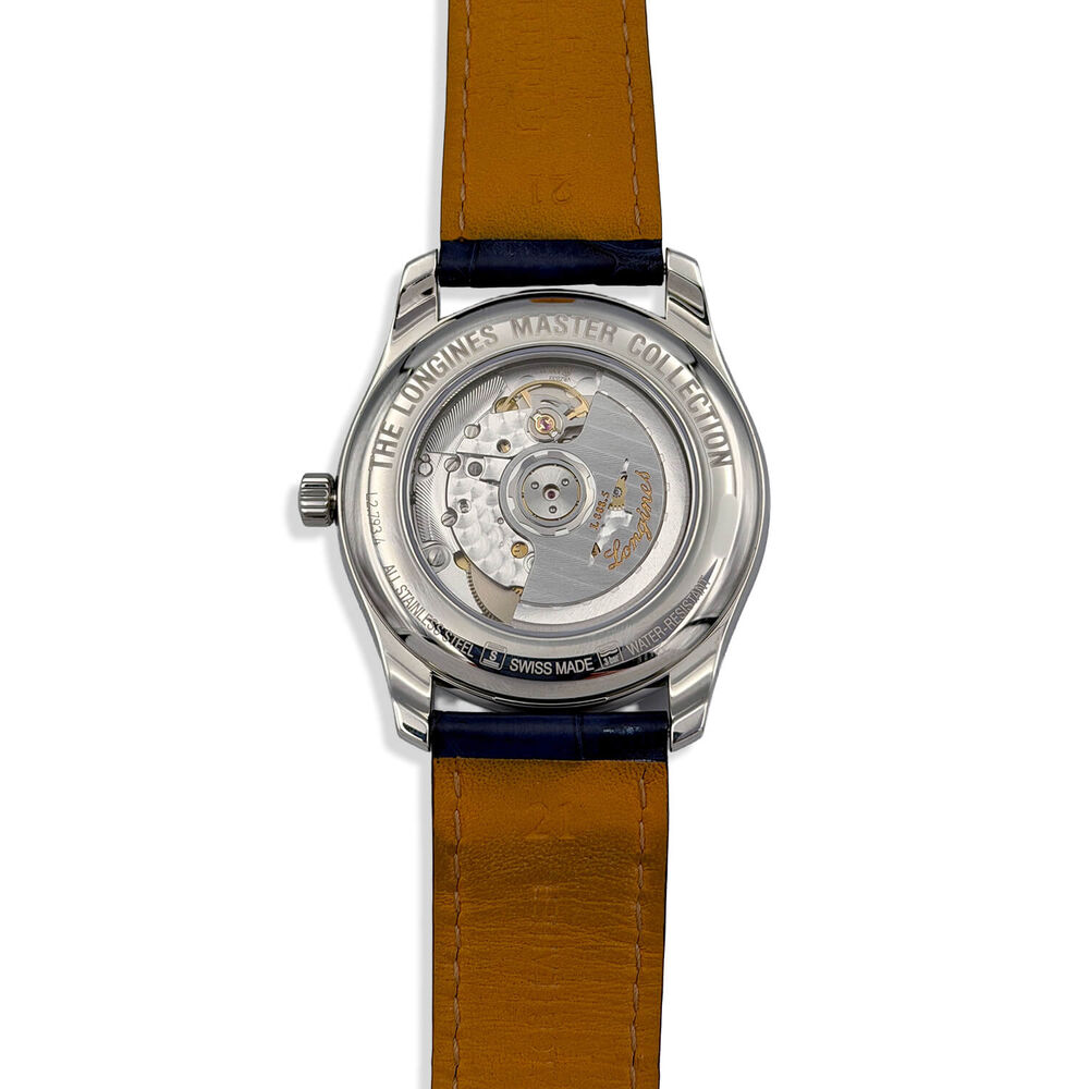 Pre-Owned Longines Master Collection 40mm Silver Dial Blue Leather Strap Watch image number 3