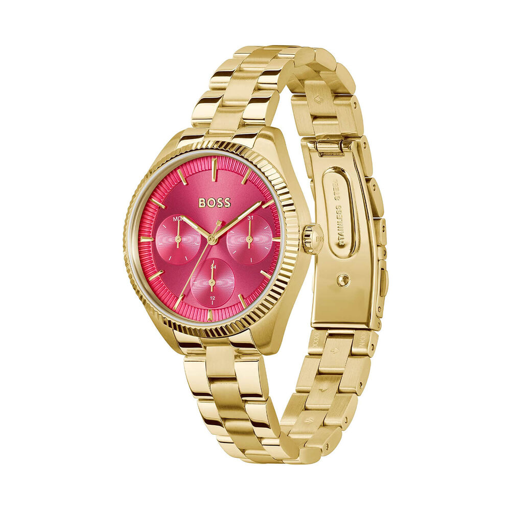 BOSS Sage Sport 34mm Pink Dial Gold Stainless Steel Bracelet Watch