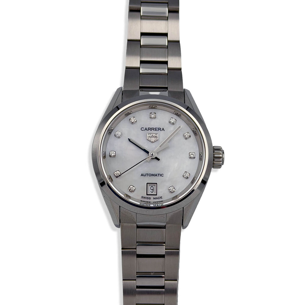Pre-Owned TAG Heuer Carrera Date 29mm Mother of Pearl Dial Steel Bracelet Watch image number 0