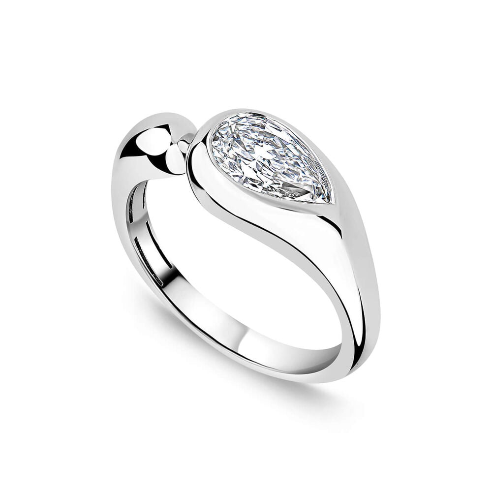 Born Orbit 9ct White Gold Lab Grown 1ct Pear Diamond Ring image number 0