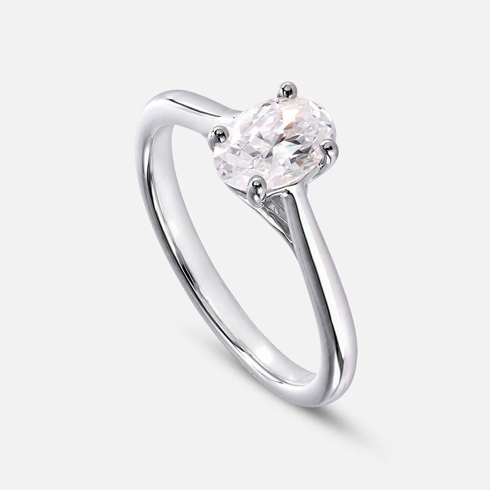 Floral Platinum 0.50ct Oval Diamond Solitaire Ring