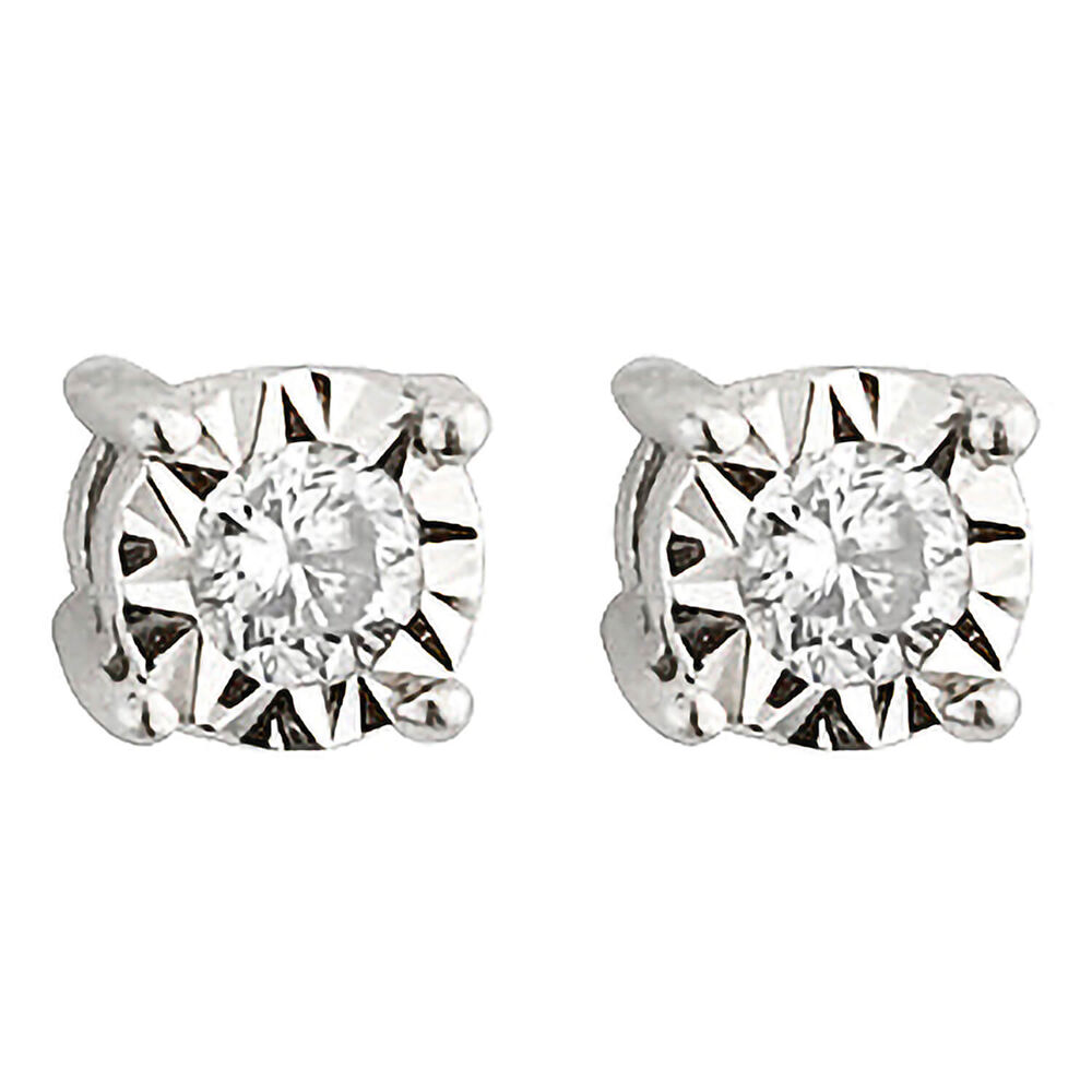 9ct white gold 0.12 carat diamond solitaire stud earrings