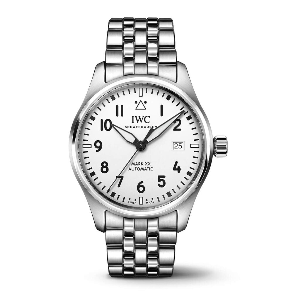 IWC Schaffhausen Pilot's Mark XX 40mm White Dial Steel Bracelet Watch image number 0