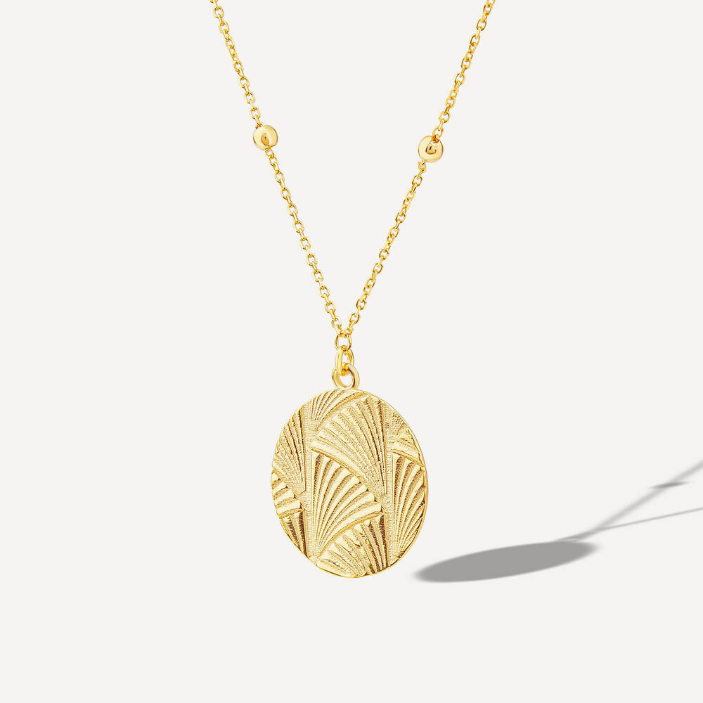 9ct Yellow Gold Textured Round Disc Bead Chain Necklet image number 1