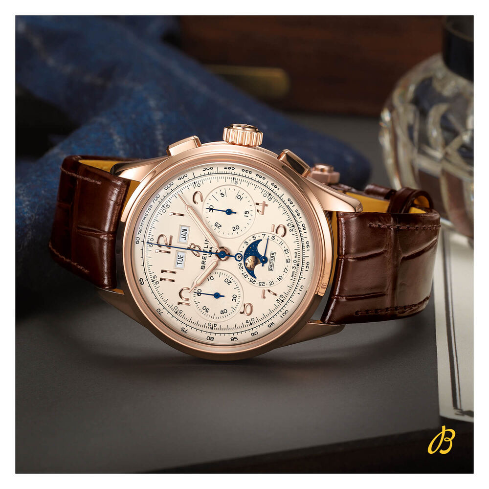 Breitling Premier Heritage 42mm Datora 18ct Silver Brown Croc Watch image number 7