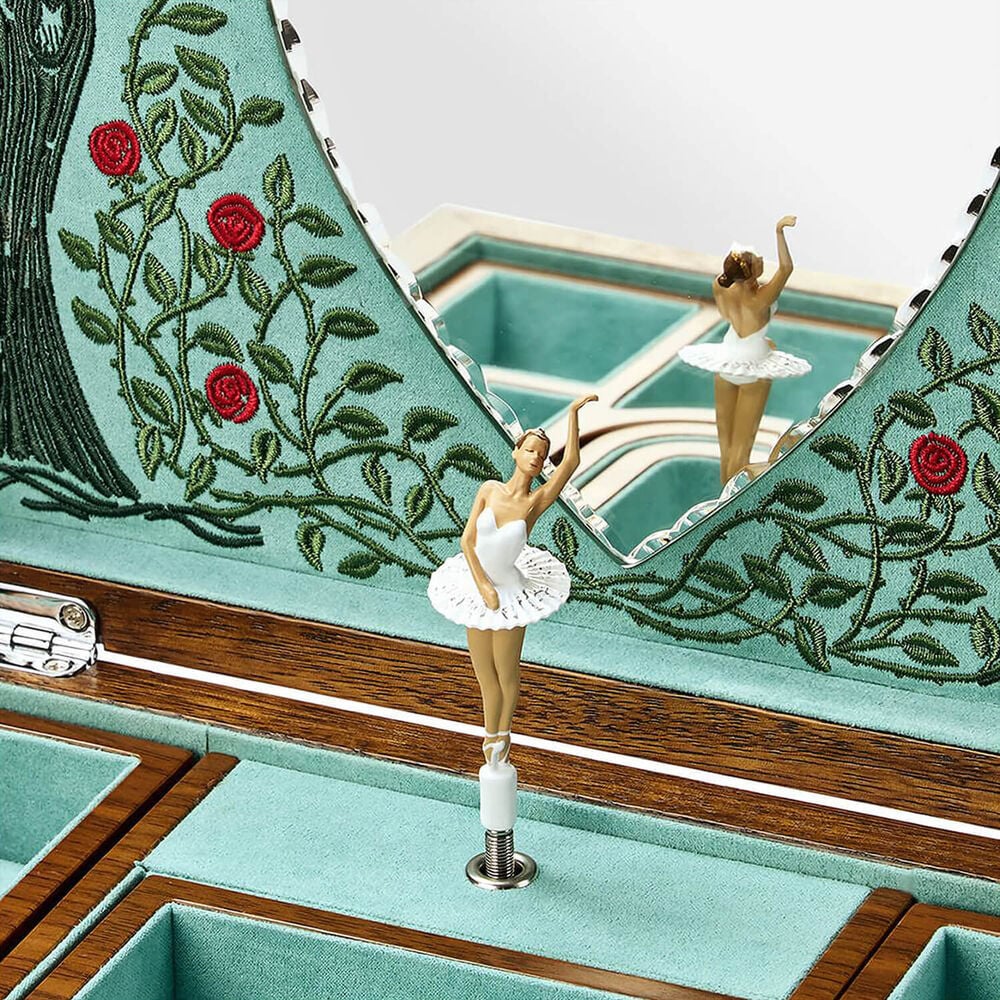WOLF Ballet Sleeping Beauty Walnut Wood Musical Jewellery Box