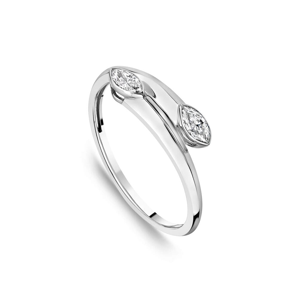 Born Kissed with Diamonds 9ct White Gold Lab Grown 0.20ct Two Marquise Diamond Twist Shape Ring image number 0