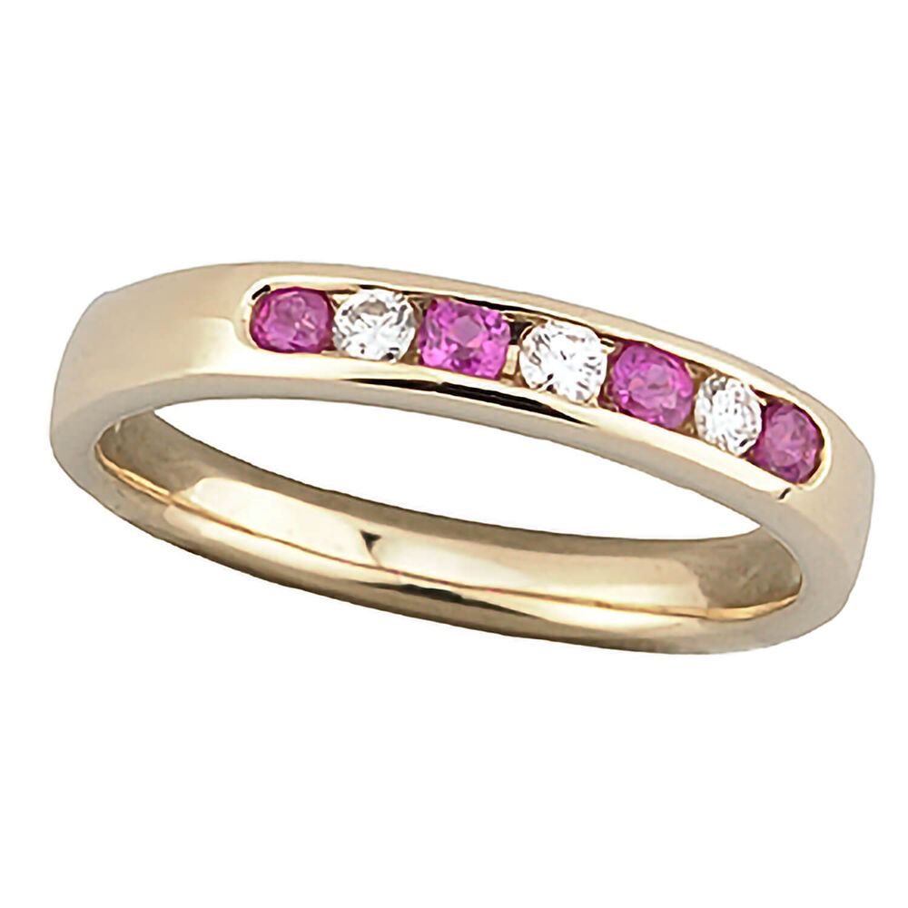 9ct ruby and diamond seven stone ring