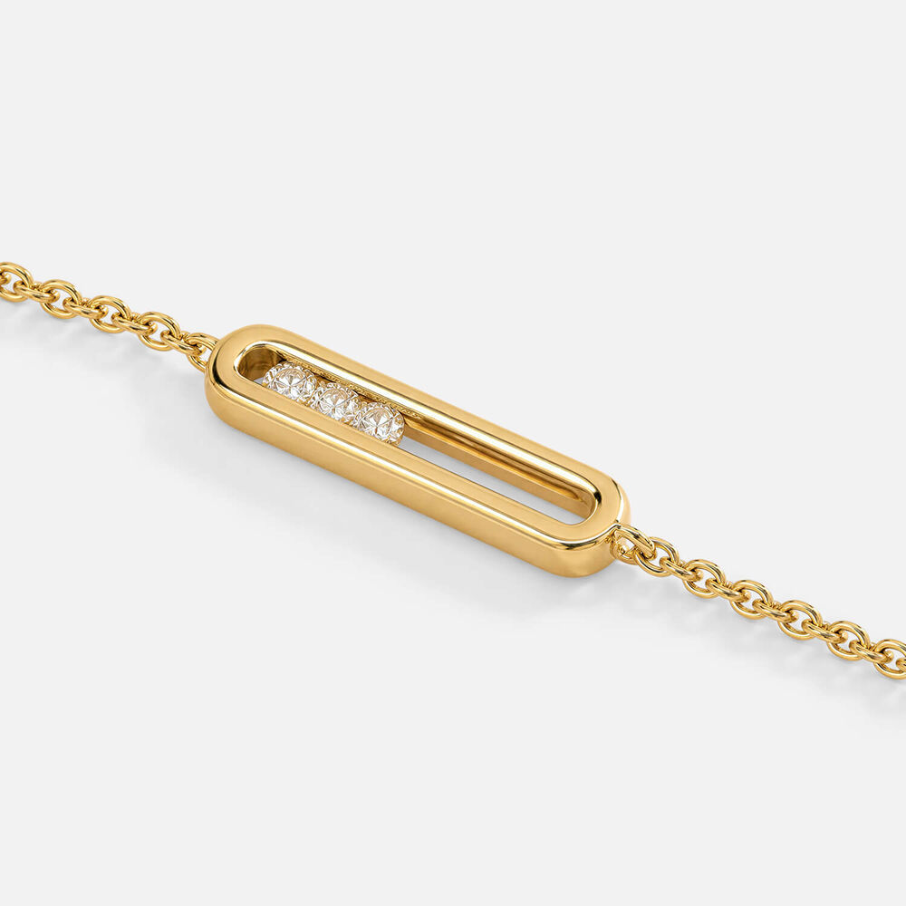 Yellow Gold Plated Sterling Silver 0.20ct Lab Grown Diamond Floating Bar Bracelet