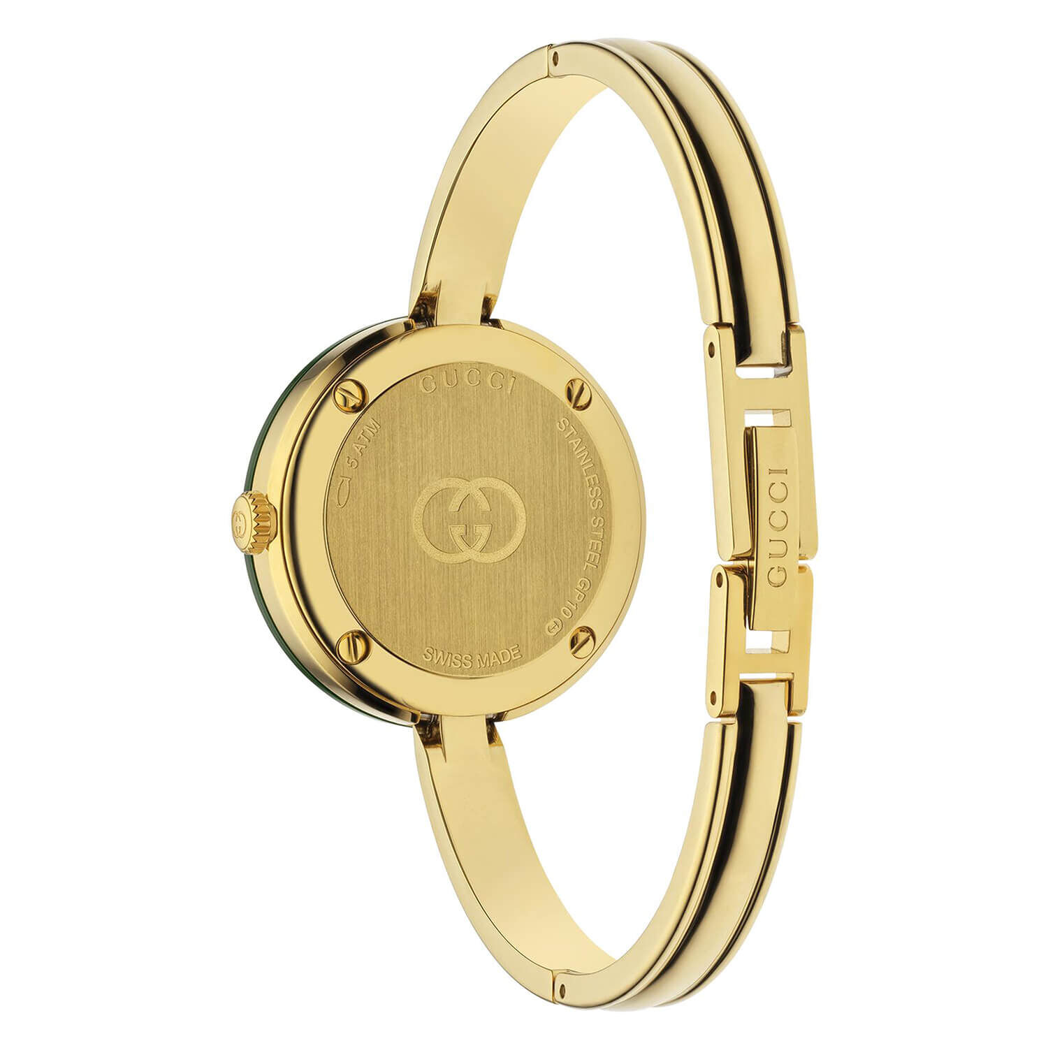 Gucci Play 28mm Interchangable Bezels Gold Tone Bangle Watch