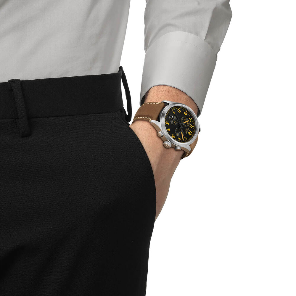 Tissot Chrono L 42mm Black Dial Brown Leather Strap Chronograph Watch