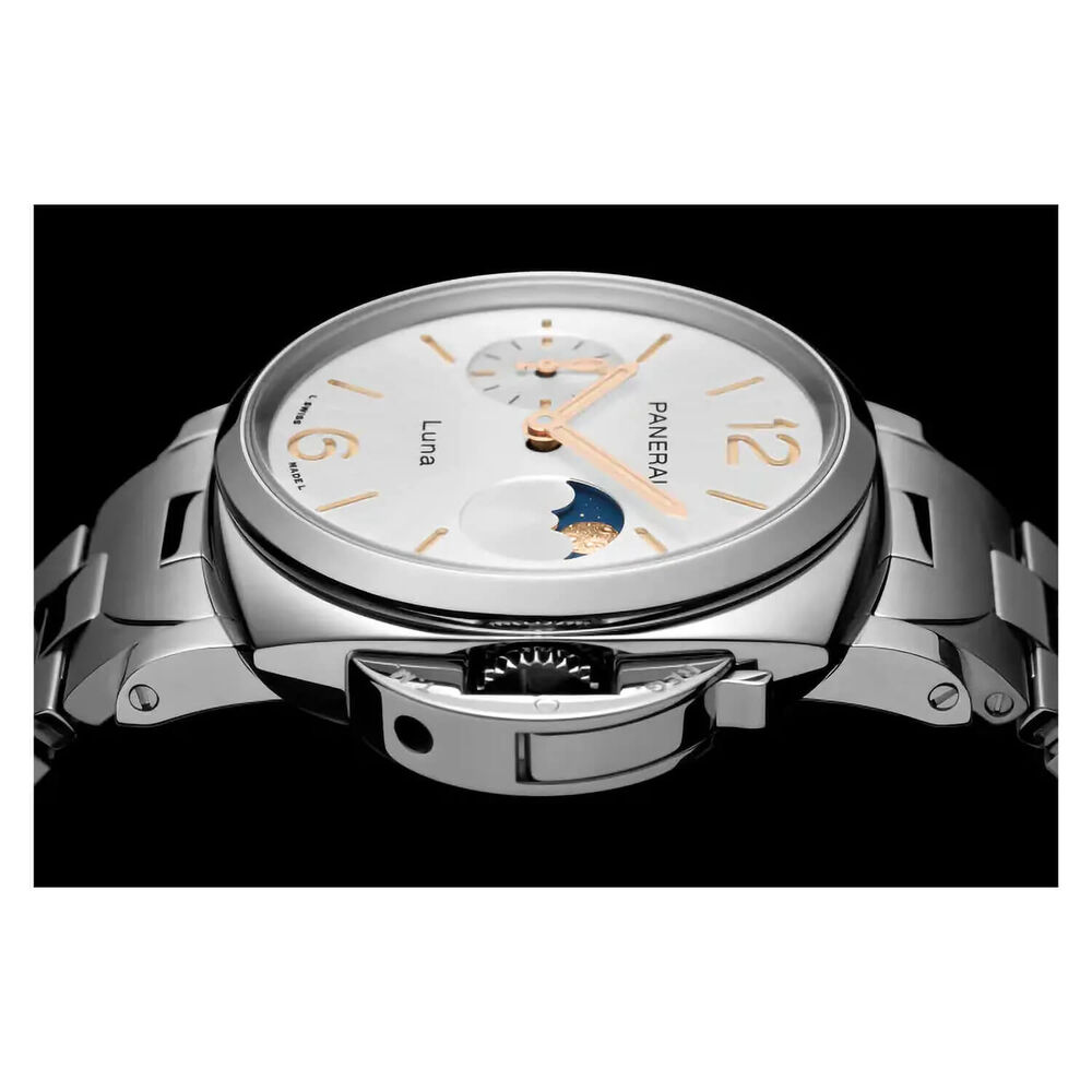 Panerai Luminor Due 38mm Luna White Dial Silver Bracelet Watch image number 5