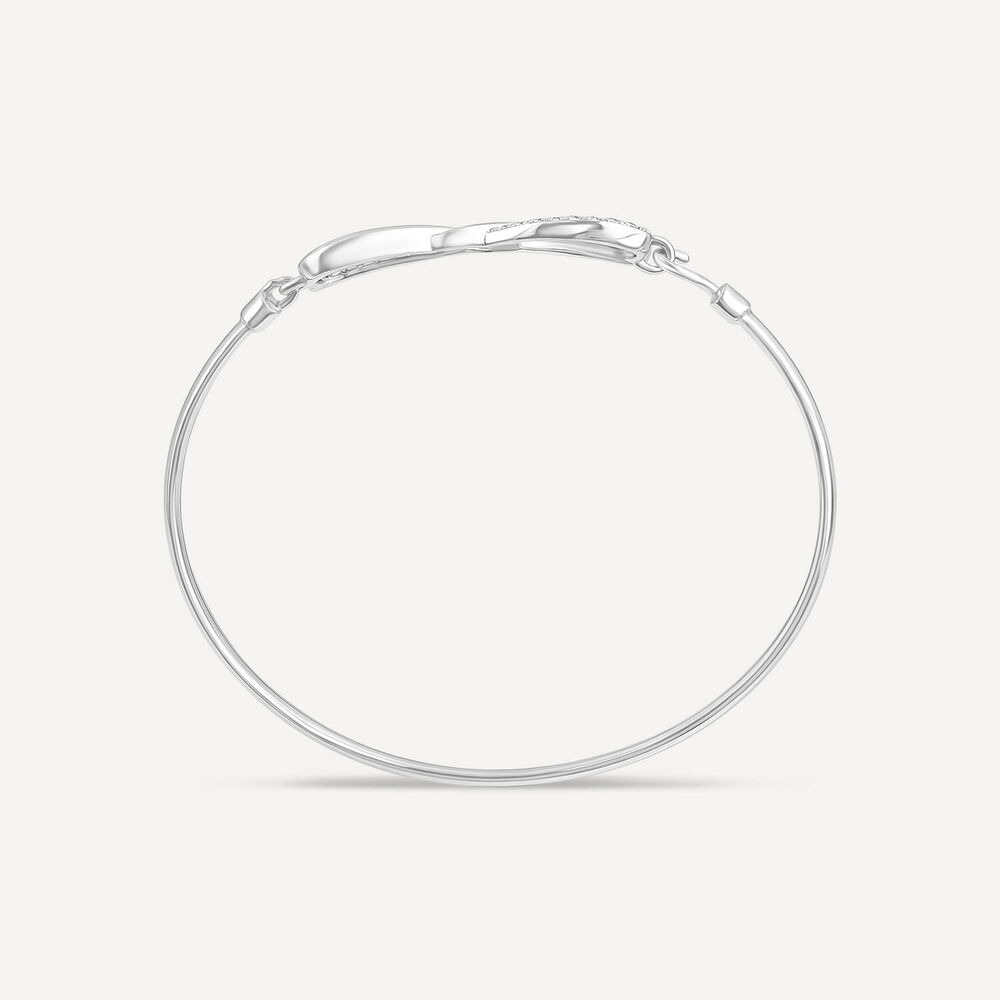 Sterling Silver Infinity Pave Cubic Zirconia & Polished Bangle
