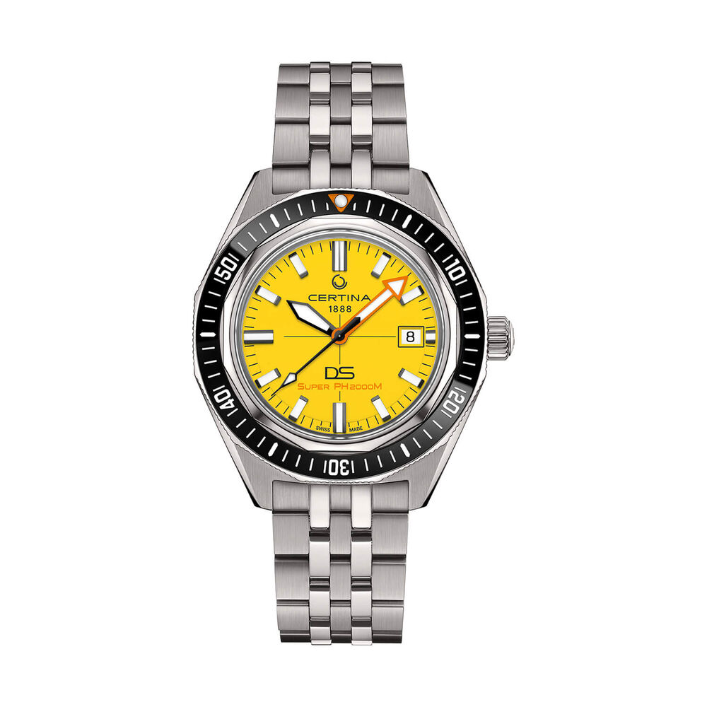 Certina DS Super PH2000M STC 43mm Yellow Dial Titanium Bracelet Watch