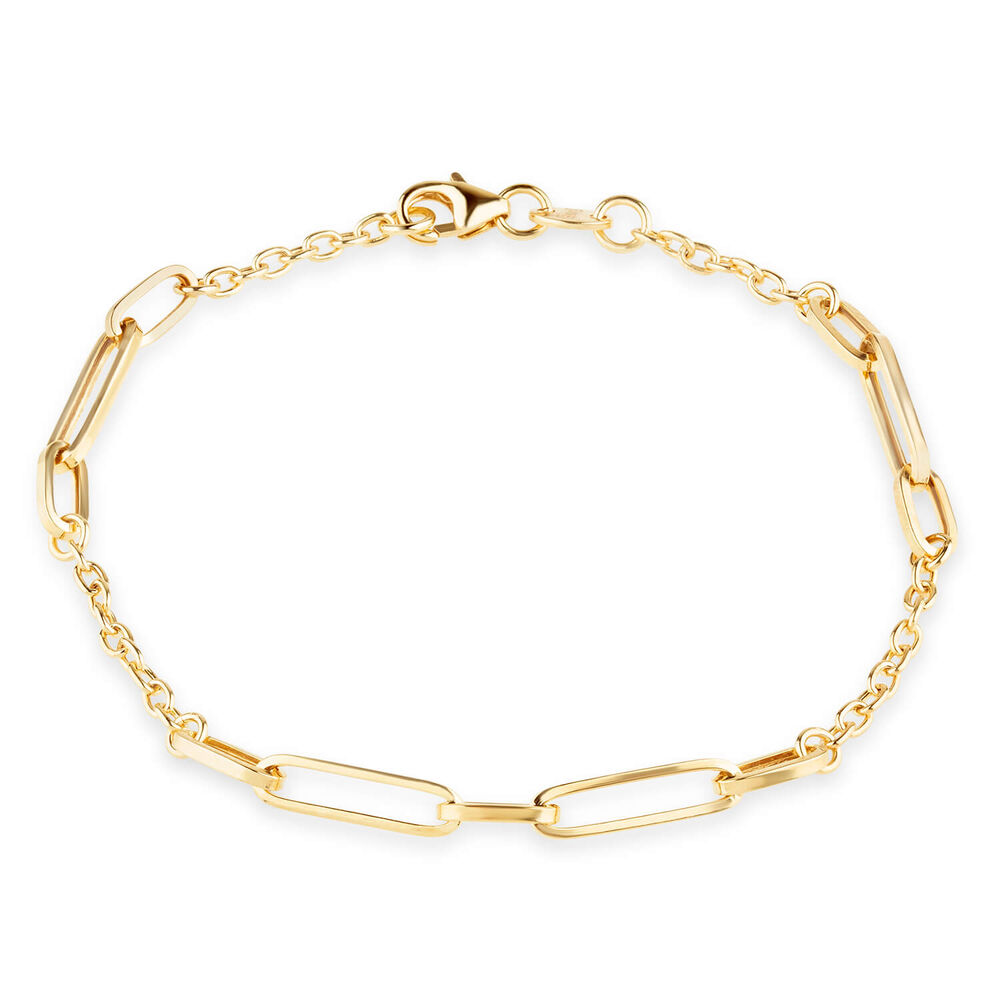 9ct Yellow Gold Long Open Link Stations Ladies Bracelet