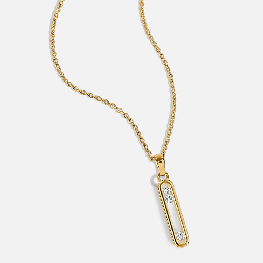 Yellow Gold Plated Sterling Silver 0.15ct Lab Grown Diamond Floating Bar Pendant