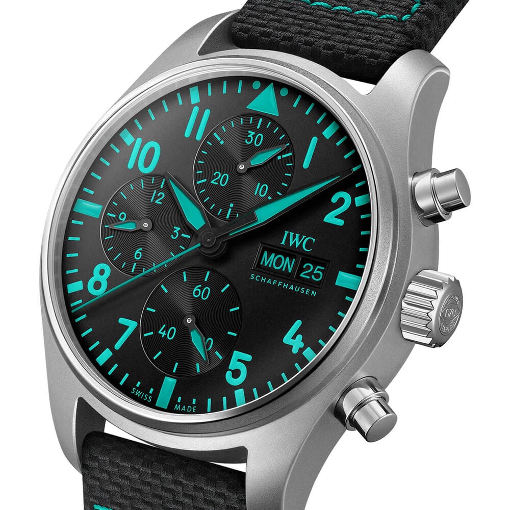 IWC Schaffhausen Pilot's Chronograph 41 "Mercedes-AMG Petronas" Green Rubber Strap Watch image number 1