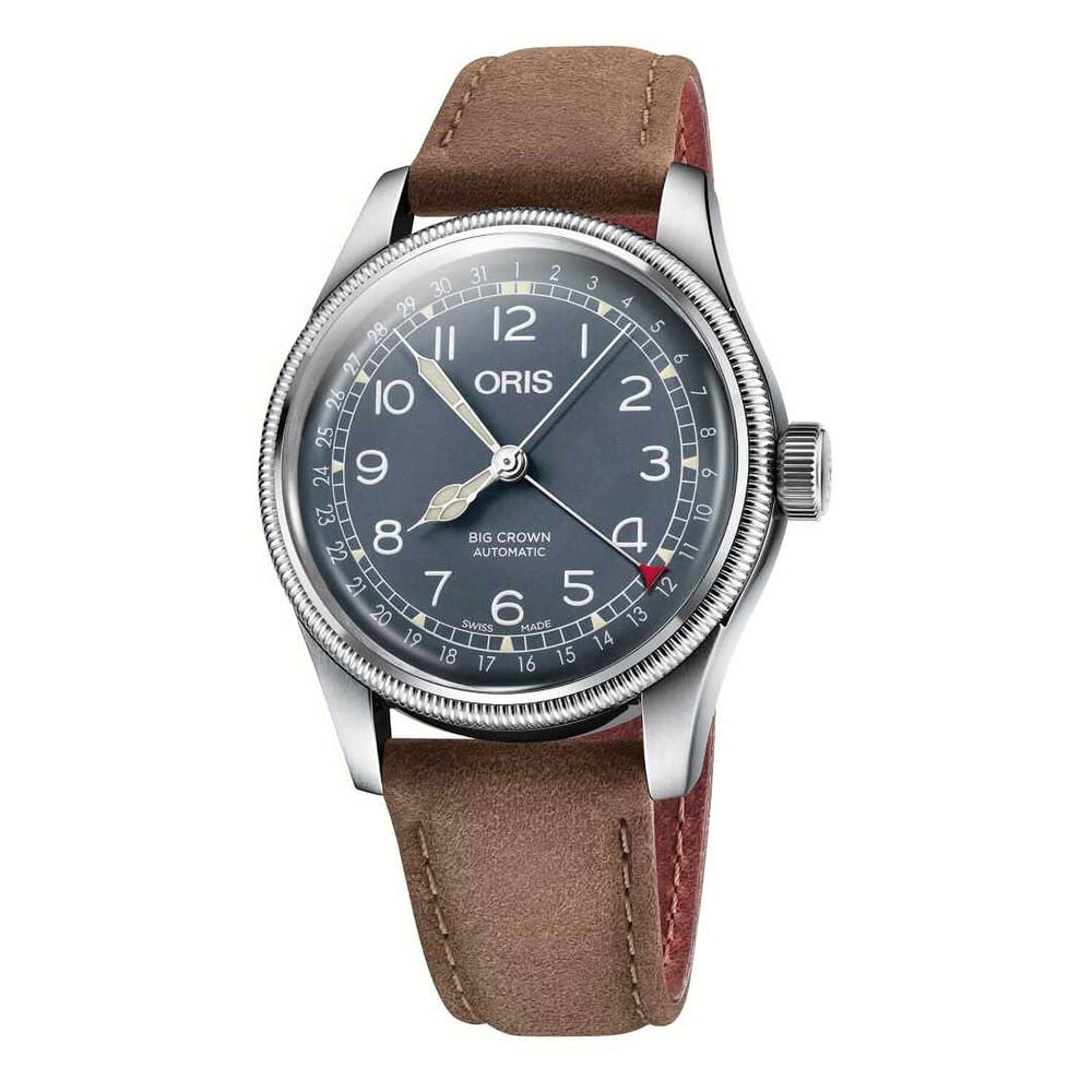 Oris Big Crown Pointer Date Brown Leather Strap Men's Watch image number 0