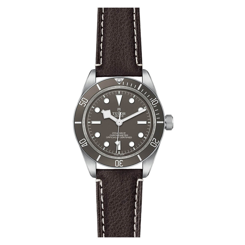 TUDOR Black Bay Fifty-Eight 39mm Grey Dial Silver Case Brown Leather Strap Watch image number 1