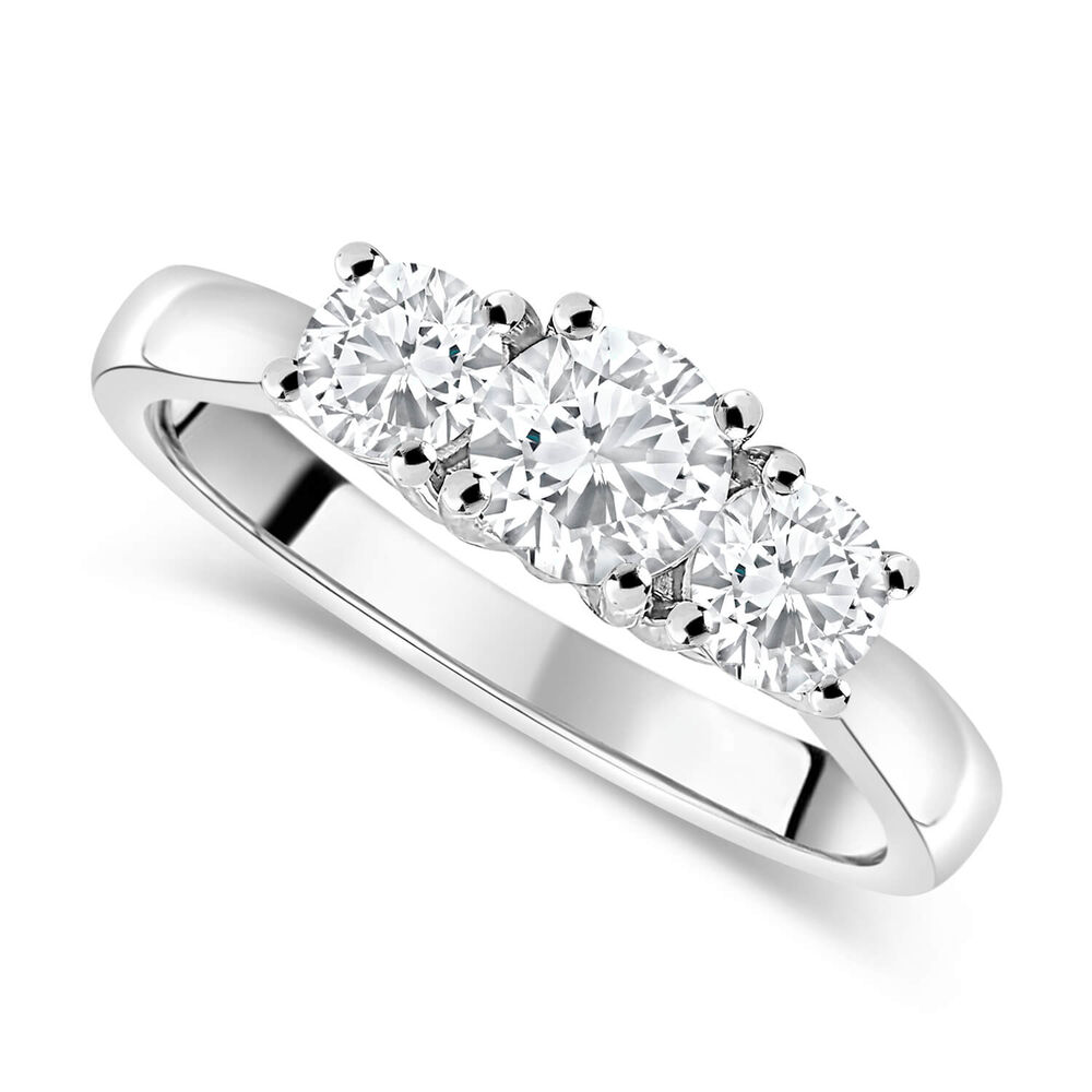 18ct White Gold 0.75ct Diamond Trilogy Tulip Setting Ring