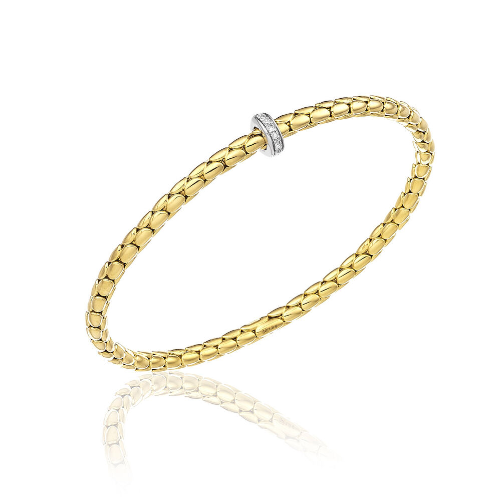 Chimento 18ct Yellow Gold and Diamond Stretch Spring Thin Bracelet image number 0