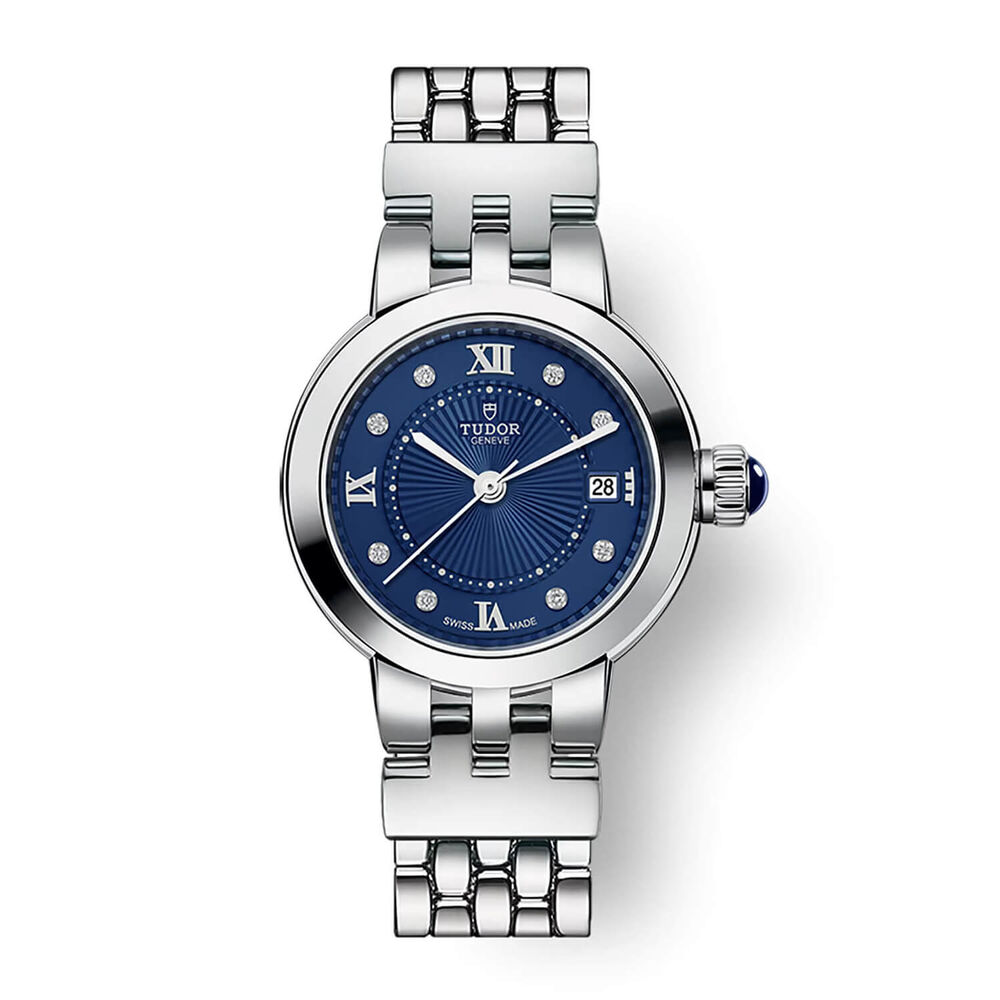 TUDOR Clair De Rose 26mm Blue Dial Diamond Dots Roman Numerals Steel Bracelet Watch image number 0