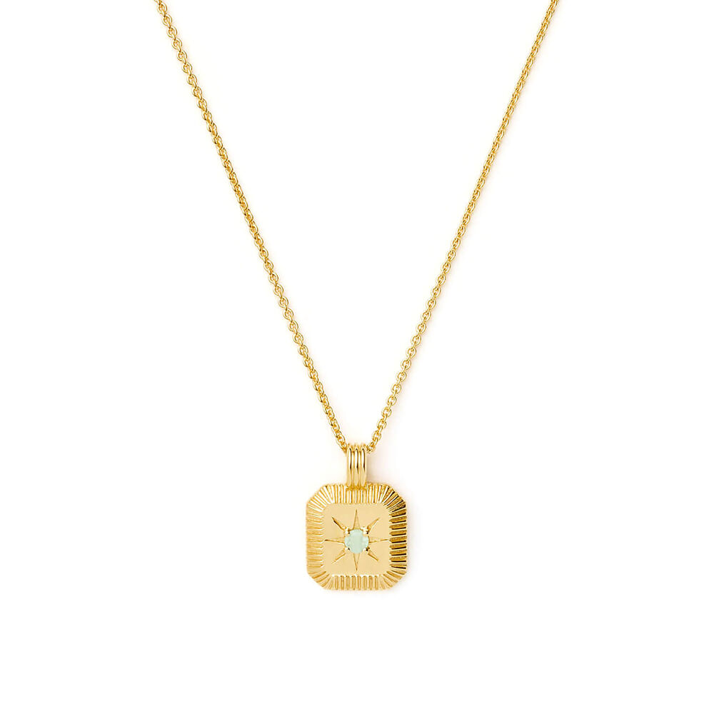 Missoma 18ct Gold Vermeil Sterling Silver Aqua Chalcedony March Birthstone Pendant Necklace